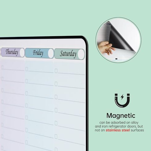 Magnetic Dry Erase Weekly Planner with Hourly Time Slots Whiteboard Calendar for Fridge, Schedule Board, to DO and Chore List for Family 16.5"(L) × 11"(H) in Saudi Arabia
