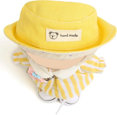 17cm Doll Clothes for Labubu - Kawaii Clown Style Set - Doll's Hat & Doll's Clothing & Doll's Shoes & Camera, Cute Doll Outfit with Accessories for Display, Collectors, Gift - Yellow (NO Dolls) in Kuwait