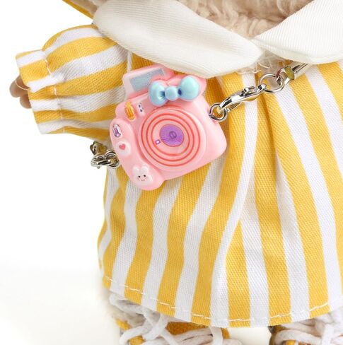 17cm Doll Clothes for Labubu - Kawaii Clown Style Set - Doll's Hat & Doll's Clothing & Doll's Shoes & Camera, Cute Doll Outfit with Accessories for Display, Collectors, Gift - Yellow (NO Dolls) in Kuwait