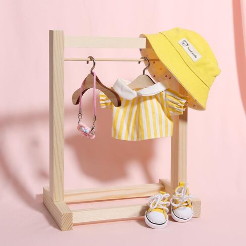 17cm Doll Clothes for Labubu - Kawaii Clown Style Set - Doll's Hat & Doll's Clothing & Doll's Shoes & Camera, Cute Doll Outfit with Accessories for Display, Collectors, Gift - Yellow (NO Dolls) in Kuwait