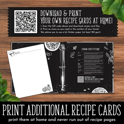Recipe Binder 8.5" x 11" Inch, Standard 3-Ring Recipe Organizer, with 50 Protective Sleeves, 25 Recipe Pages, 12 Dividers, Bonus QR Code to Print The Recipe Page of Our Cookbook. in Saudi Arabia