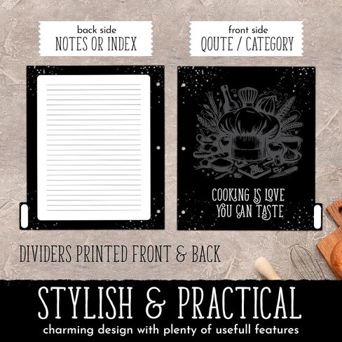 Recipe Binder 8.5" x 11" Inch, Standard 3-Ring Recipe Organizer, with 50 Protective Sleeves, 25 Recipe Pages, 12 Dividers, Bonus QR Code to Print The Recipe Page of Our Cookbook. in Saudi Arabia