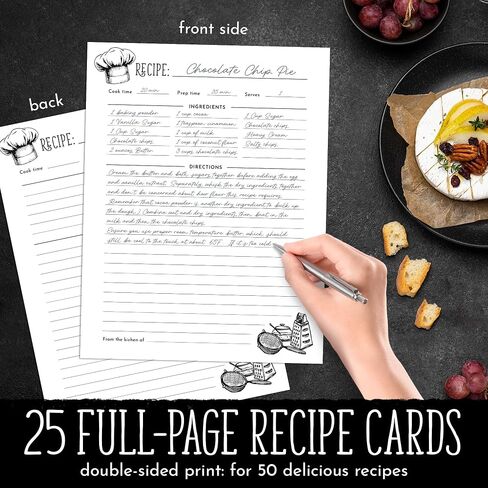 Recipe Binder 8.5" x 11" Inch, Standard 3-Ring Recipe Organizer, with 50 Protective Sleeves, 25 Recipe Pages, 12 Dividers, Bonus QR Code to Print The Recipe Page of Our Cookbook. in Saudi Arabia