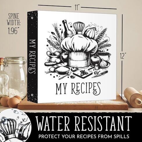 Recipe Binder 8.5" x 11" Inch, Standard 3-Ring Recipe Organizer, with 50 Protective Sleeves, 25 Recipe Pages, 12 Dividers, Bonus QR Code to Print The Recipe Page of Our Cookbook. in Saudi Arabia