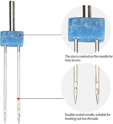 Sewing Machine Stitches, Twin Needles 3Pcs Convinient Stainless Steel for Sewing Accessories for Decorative Threads(Double Needle 4MM-3 pcs/Bag) in Saudi Arabia