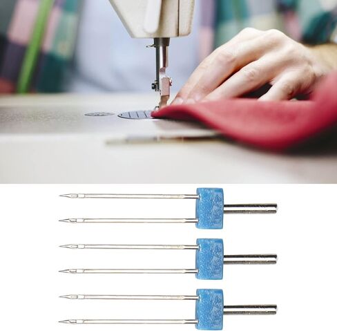 Sewing Machine Stitches, Twin Needles 3Pcs Convinient Stainless Steel for Sewing Accessories for Decorative Threads(Double Needle 4MM-3 pcs/Bag) in Saudi Arabia
