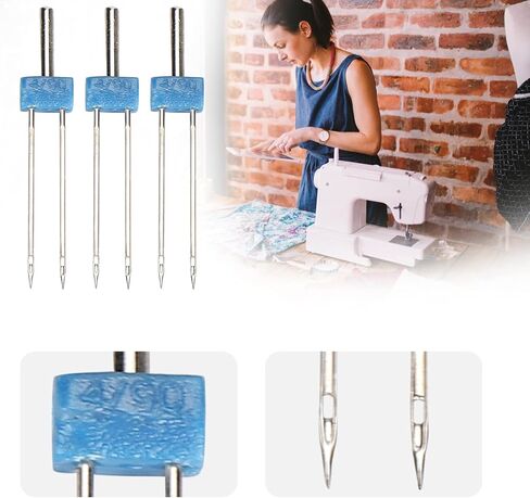 Sewing Machine Stitches, Twin Needles 3Pcs Convinient Stainless Steel for Sewing Accessories for Decorative Threads(Double Needle 4MM-3 pcs/Bag) in Saudi Arabia