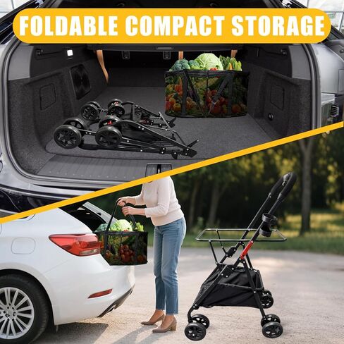 عربة تسوق قابلة للطي مطور (80 رطلاً) ، سلال قابلة للفصل وعجلات دوارة 360 درجة ، إطار خفيف للغاية ، عربة يدوية خفيفة الوزن 40 جالونًا للبقالة ، الغسيل ، التخييم in Kuwait