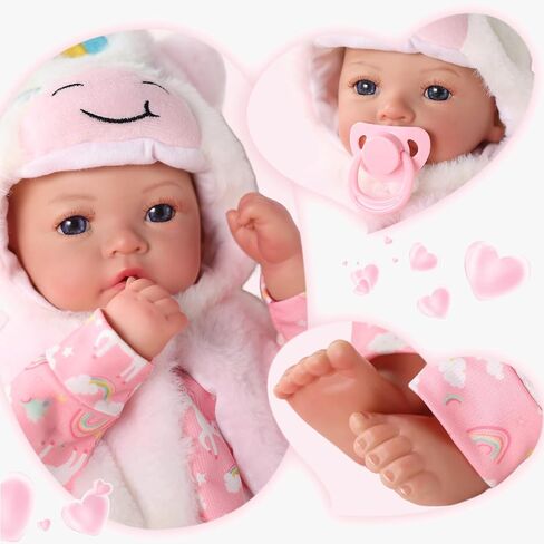BABESIDE Baby Doll Girl, 15" Soft Realistic Baby Dolls with Unicorn Hoodie 10 Pieces Gift Accessories Set Muñecas para Niñas Real Life Toddler Dolls for Ages 3 4 5 6 7 8 9 Year Old Girls in Saudi Arabia