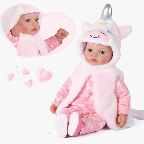 BABESIDE Baby Doll Girl, 15" Soft Realistic Baby Dolls with Unicorn Hoodie 10 Pieces Gift Accessories Set Muñecas para Niñas Real Life Toddler Dolls for Ages 3 4 5 6 7 8 9 Year Old Girls in Saudi Arabia