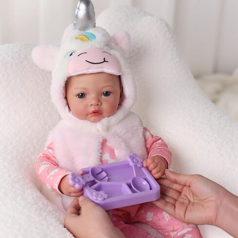 BABESIDE Baby Doll Girl, 15" Soft Realistic Baby Dolls with Unicorn Hoodie 10 Pieces Gift Accessories Set Muñecas para Niñas Real Life Toddler Dolls for Ages 3 4 5 6 7 8 9 Year Old Girls in Saudi Arabia