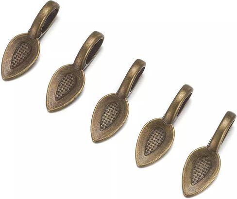 50x ورقة برونزية برونزية عتيقة الطراز الغراء على وسادة مسطحة الكفالة 21x8x6mm ثقب 4x6mm in Kuwait