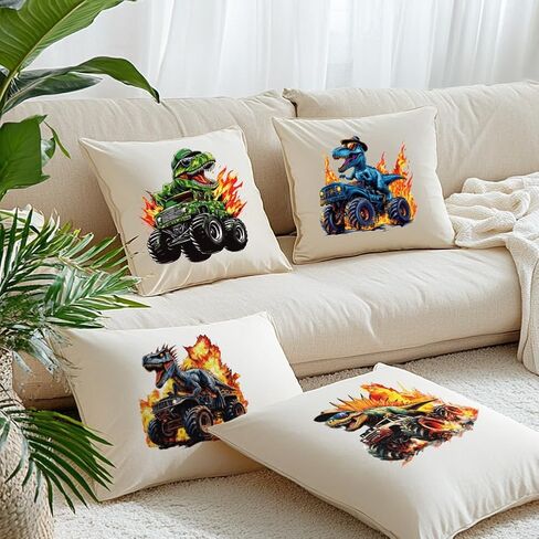 Superdant 6 PCS Dinosaur Truck Iron on Transfers Flame Heat Transfor in Saudi Arabia