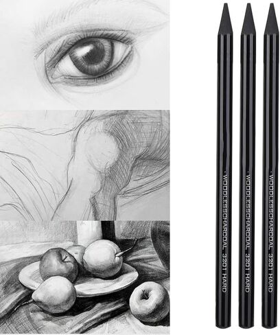 PSSOPP 25PCS أقلام الفحم الخشبية ، بار الرسم الفحم ، رسم أقلام الرصاص فنان فنان الرسم أدوات الطلاء مراقبة القرطاسية للطلاب البالغين الفنان والمبتدئين in Saudi Arabia