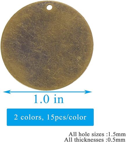 AKHAT 20 Pcs Copper Stamping Blanks Metal Letter Stamps for Jewelry Making Metal Tags and Dog Tag（Antique Bronze Tone, Circle and Oval） in Kuwait