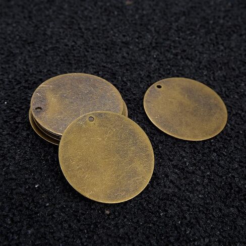 AKHAT 20 Pcs Copper Stamping Blanks Metal Letter Stamps for Jewelry Making Metal Tags and Dog Tag（Antique Bronze Tone, Circle and Oval） in Kuwait