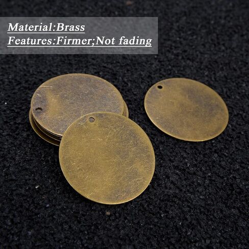 AKHAT 20 Pcs Copper Stamping Blanks Metal Letter Stamps for Jewelry Making Metal Tags and Dog Tag（Antique Bronze Tone, Circle and Oval） in Kuwait