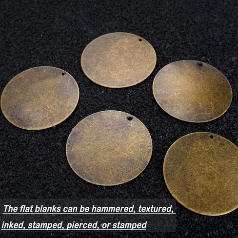 AKHAT 20 Pcs Copper Stamping Blanks Metal Letter Stamps for Jewelry Making Metal Tags and Dog Tag（Antique Bronze Tone, Circle and Oval） in Kuwait