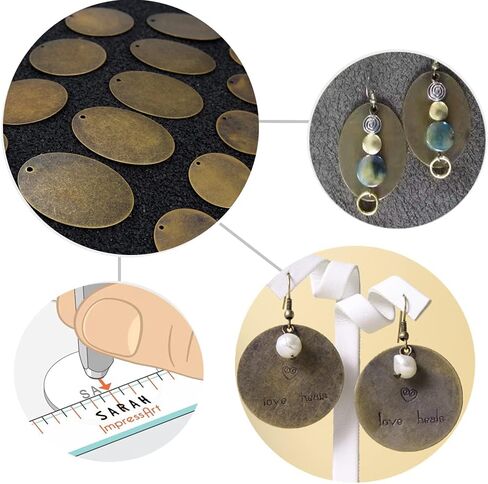 AKHAT 20 Pcs Copper Stamping Blanks Metal Letter Stamps for Jewelry Making Metal Tags and Dog Tag（Antique Bronze Tone, Circle and Oval） in Kuwait