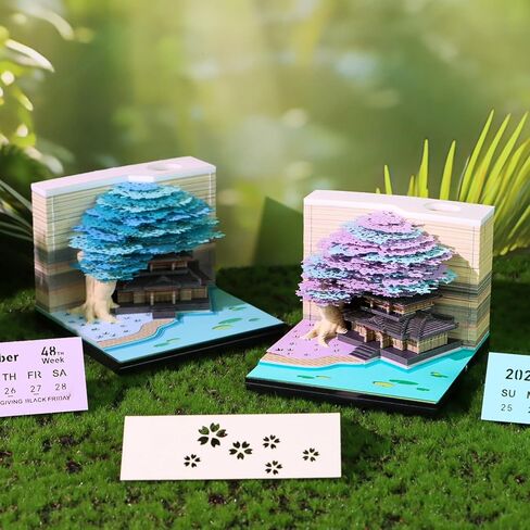 2026 PIES Time Calendar 3D Castle Sticky Notes Calendar 2026 Paper Corving Art Memo Pad Notepad Gift for Heveless Houswarming Office Decoration (التقويم الأسبوعي والضوء) in Kuwait
