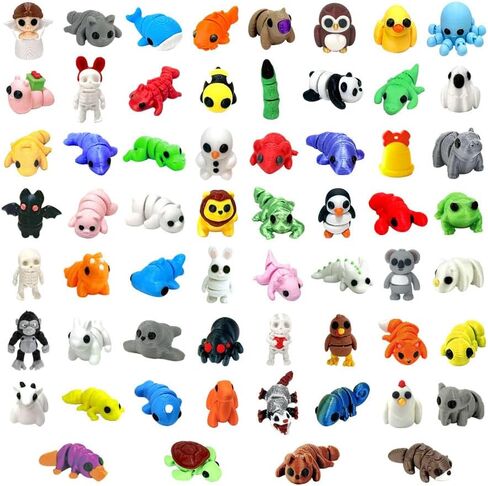 60pcs حيوانات ثلاثية الأبعاد عشوائية ثلاثية الأبعاد ، حزمة الغموض التماثيل المفصلية تململ لعبة ، هدايا لمكافآت تخرج الأطفال ، حشوات بيض عيد الفصح ، هدايا عيد ميلاد عيد الميلاد in Kuwait