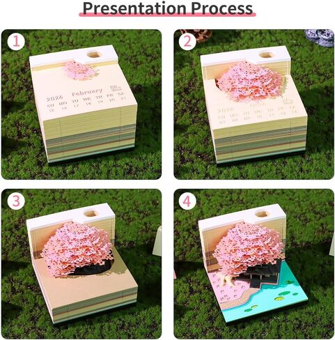 2026 PIES Time Calendar 3D Castle Sticky Notes Calendar 2026 Paper Corving Art Memo Pad Notepad Gift for Heveless Houswarming Office Decoration (التقويم الأسبوعي والضوء) in Kuwait