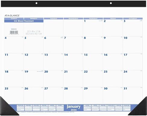 AT-A-GLANCE® 2026 Monthly Desk Pad Calendar, Blue and Gray, Standard, 21 3/4" x 17" in Saudi Arabia
