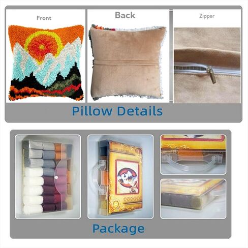 Corgi Latch Hook Kits Pillow Color Printed Canvas Cushion Crochet Yarn Needlework Hook Latch Kit DIY Embroidery Pillowcase Rug Cover Home Sofa Christmas Decor 43x43cm(1) in Saudi Arabia