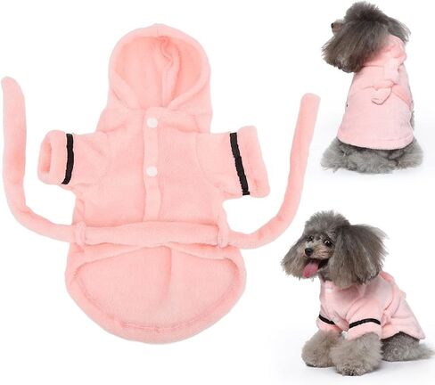 Dog Bathrobe Towel, Dog Drying Coat with Waistband Pink Pet Hooded Robe Puppy Hooded Pajama Bathrobe Dog Bath Robe for Drying Dogs(S) in Saudi Arabia