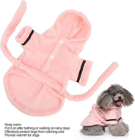 Dog Bathrobe Towel, Dog Drying Coat with Waistband Pink Pet Hooded Robe Puppy Hooded Pajama Bathrobe Dog Bath Robe for Drying Dogs(S) in Saudi Arabia