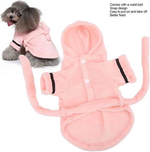 Dog Bathrobe Towel, Dog Drying Coat with Waistband Pink Pet Hooded Robe Puppy Hooded Pajama Bathrobe Dog Bath Robe for Drying Dogs(S) in Saudi Arabia