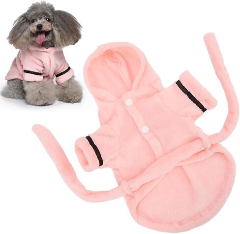 Dog Bathrobe Towel, Dog Drying Coat with Waistband Pink Pet Hooded Robe Puppy Hooded Pajama Bathrobe Dog Bath Robe for Drying Dogs(S) in Saudi Arabia