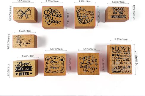 9pcs Love Stamps for Crafting – Wooden Rubber Art Stamps Set with Miss You, Love, & More – Perfect Creative Gift for Valentine's Day in Saudi Arabia