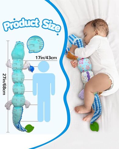 ألعاب حيوانات محشوة موسيقية للأطفال الرضع لعمر 0-3-6-12 شهرًا، مع تجعيد متعدد الحواس وخشخشة وملمس، ألعاب وقت البطن للرضع لحديثي الولادة، هدايا للأطفال الأولاد والبنات، كاتربيلر وردي in Kuwait