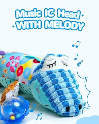 ألعاب حيوانات محشوة موسيقية للأطفال الرضع لعمر 0-3-6-12 شهرًا، مع تجعيد متعدد الحواس وخشخشة وملمس، ألعاب وقت البطن للرضع لحديثي الولادة، هدايا للأطفال الأولاد والبنات، كاتربيلر وردي in Kuwait