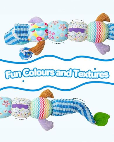 ألعاب حيوانات محشوة موسيقية للأطفال الرضع لعمر 0-3-6-12 شهرًا، مع تجعيد متعدد الحواس وخشخشة وملمس، ألعاب وقت البطن للرضع لحديثي الولادة، هدايا للأطفال الأولاد والبنات، كاتربيلر وردي in Kuwait