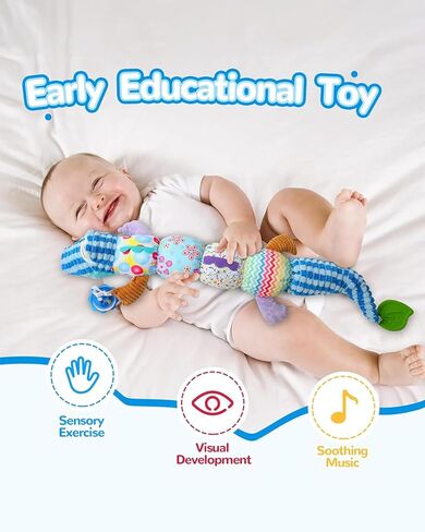 ألعاب حيوانات محشوة موسيقية للأطفال الرضع لعمر 0-3-6-12 شهرًا، مع تجعيد متعدد الحواس وخشخشة وملمس، ألعاب وقت البطن للرضع لحديثي الولادة، هدايا للأطفال الأولاد والبنات، كاتربيلر وردي in Kuwait