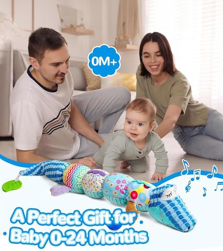 ألعاب حيوانات محشوة موسيقية للأطفال الرضع لعمر 0-3-6-12 شهرًا، مع تجعيد متعدد الحواس وخشخشة وملمس، ألعاب وقت البطن للرضع لحديثي الولادة، هدايا للأطفال الأولاد والبنات، كاتربيلر وردي in Kuwait