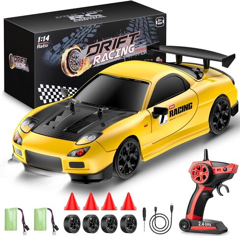 سيارة RC Drift Car ، 1:14 مقياس 4WD Drift Remote Control Car 2.4 جيجا هرتز 28km/H سيارة سباق RC عالية السرعة ، RTR مع مصابيح LED ، وسباق وإطارات الانجراف للمراهقين ، والأطفال ، والأولاد والبالغين in Saudi Arabia