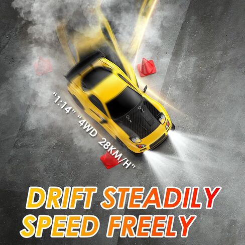 سيارة RC Drift Car ، 1:14 مقياس 4WD Drift Remote Control Car 2.4 جيجا هرتز 28km/H سيارة سباق RC عالية السرعة ، RTR مع مصابيح LED ، وسباق وإطارات الانجراف للمراهقين ، والأطفال ، والأولاد والبالغين in Saudi Arabia