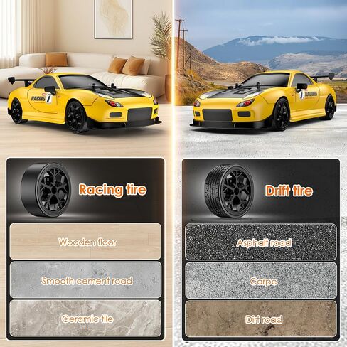 سيارة RC Drift Car ، 1:14 مقياس 4WD Drift Remote Control Car 2.4 جيجا هرتز 28km/H سيارة سباق RC عالية السرعة ، RTR مع مصابيح LED ، وسباق وإطارات الانجراف للمراهقين ، والأطفال ، والأولاد والبالغين in Saudi Arabia