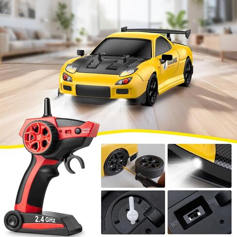 سيارة RC Drift Car ، 1:14 مقياس 4WD Drift Remote Control Car 2.4 جيجا هرتز 28km/H سيارة سباق RC عالية السرعة ، RTR مع مصابيح LED ، وسباق وإطارات الانجراف للمراهقين ، والأطفال ، والأولاد والبالغين in Saudi Arabia
