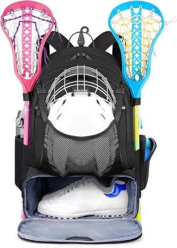 حقيبة YOREPEK Lacrosse ذات سعة كبيرة، حقيبة ظهر لاكروس تحمل جميع معدات لاكروس أو الهوكي الميداني، وحاملي عصا وحجرة منفصلة للمرابط in Kuwait
