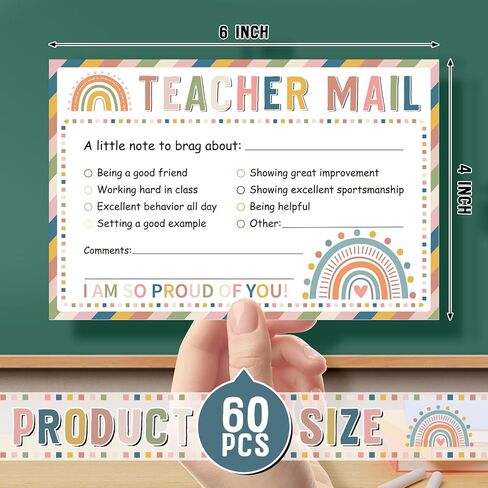 60Pcs Teacher Mail Notes to Parents, Good Behavior Incentive Cards Preschool Elementary Classroom Must Haves, Positive Postcard Boho Motivational Mail Cards for Kindergarten School Teacher Supplies in Saudi Arabia