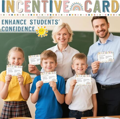 60Pcs Teacher Mail Notes to Parents, Good Behavior Incentive Cards Preschool Elementary Classroom Must Haves, Positive Postcard Boho Motivational Mail Cards for Kindergarten School Teacher Supplies in Saudi Arabia