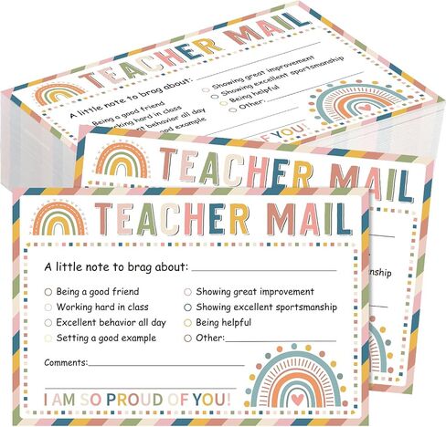 60Pcs Teacher Mail Notes to Parents, Good Behavior Incentive Cards Preschool Elementary Classroom Must Haves, Positive Postcard Boho Motivational Mail Cards for Kindergarten School Teacher Supplies in Saudi Arabia