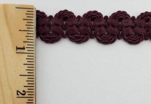 3/4" Double Scalloped Braid Gimp Trim - 12 Continuous Yards - Many Colors! (Bordeaux) in Kuwait