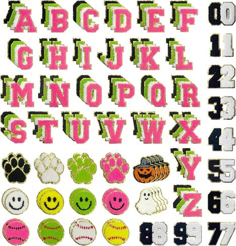 156PACK CHENILLE LETTER PATCES لاصق ذاتي للحرف DIY ، حقائب الظهر ، القبعات وديكور العطلات ، 26 بقع خطاب Chenille+تصحيحات رقم+تصحيحات الرموز in Saudi Arabia