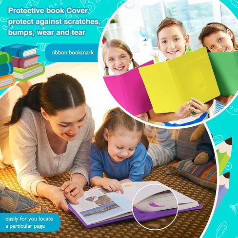 Sherr 28 Pcs Stretchable Book Covers 14.5 x 9 Inch Stretchy Durable Protector Covers Washable Reusable Textbooks Cloth for Classroom Most Hardcover Book About 9 x 12 Inch in Saudi Arabia