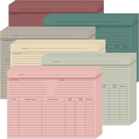 48 Pcs Lined File Folders Paper Pocket File Folder 10 x 12.8'', Letter Size and Note Tab, Colored Project Storage Printed for School Office Home Management, Closed Sides(Morandi) in Saudi Arabia